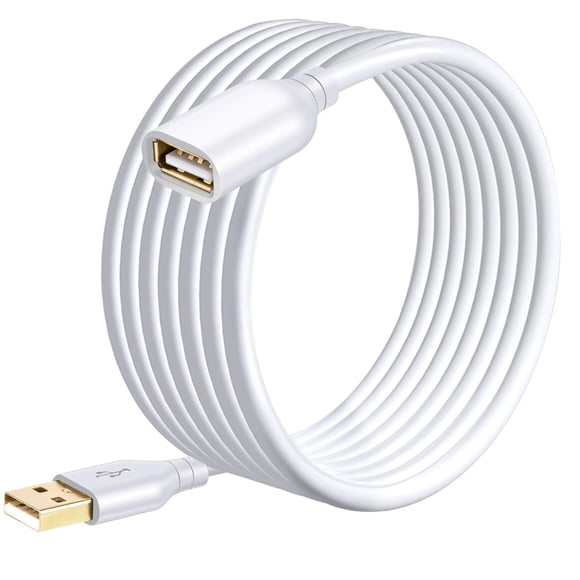 Costyle Cable de extensión USB blanco Cable de extensión USB 2.0 de 15 pies tipo A macho a hembra Cable extensor USB blanco para disco duro Cámara de seguridad Impresora Teclado USB Ratón