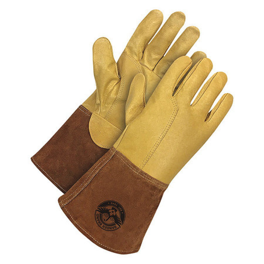 Black & Gold Premium Quality Large 1 Pairs Leather Welders Gloves Cotton Lined 