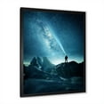 thumbnail image 2 of Designart 'A Light Shining by A Man Shining Into The Night Sky' Modern Framed Art Print, 2 of 4