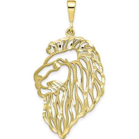 Leslies Fine Jewelry Designer 10k Yellow Gold Solid Diamond-cut Lions Head (26x45mm) Pendant