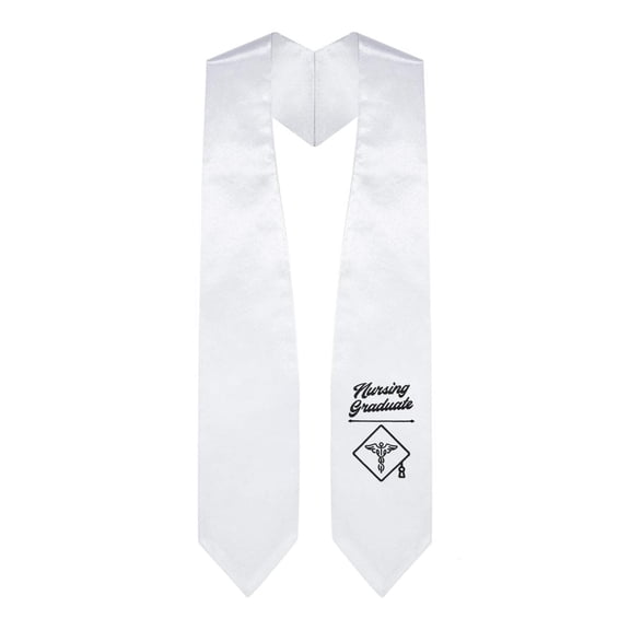 Endea Graduation White Nursing Graduate Stole/Sash with Classic Tips