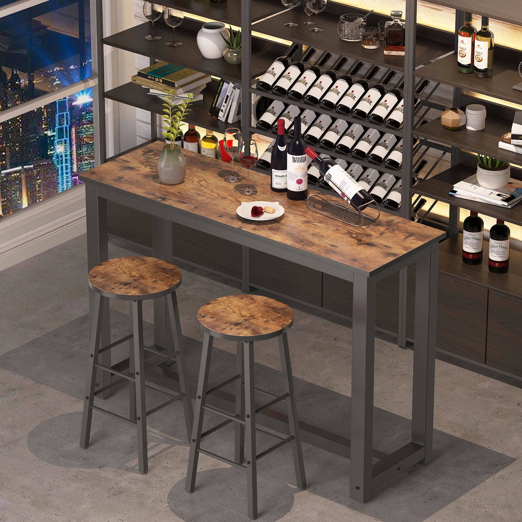 Tribesigns Bar Table Set with 2 Stools,3 Piece Pub Table and Chairs Set