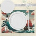 thumbnail image 3 of Ambesonne Nautical Place Mats Set of 4, Whale Sakura Spring Ocean, Standard Size, Teal Blush and Dark Coral, 3 of 5
