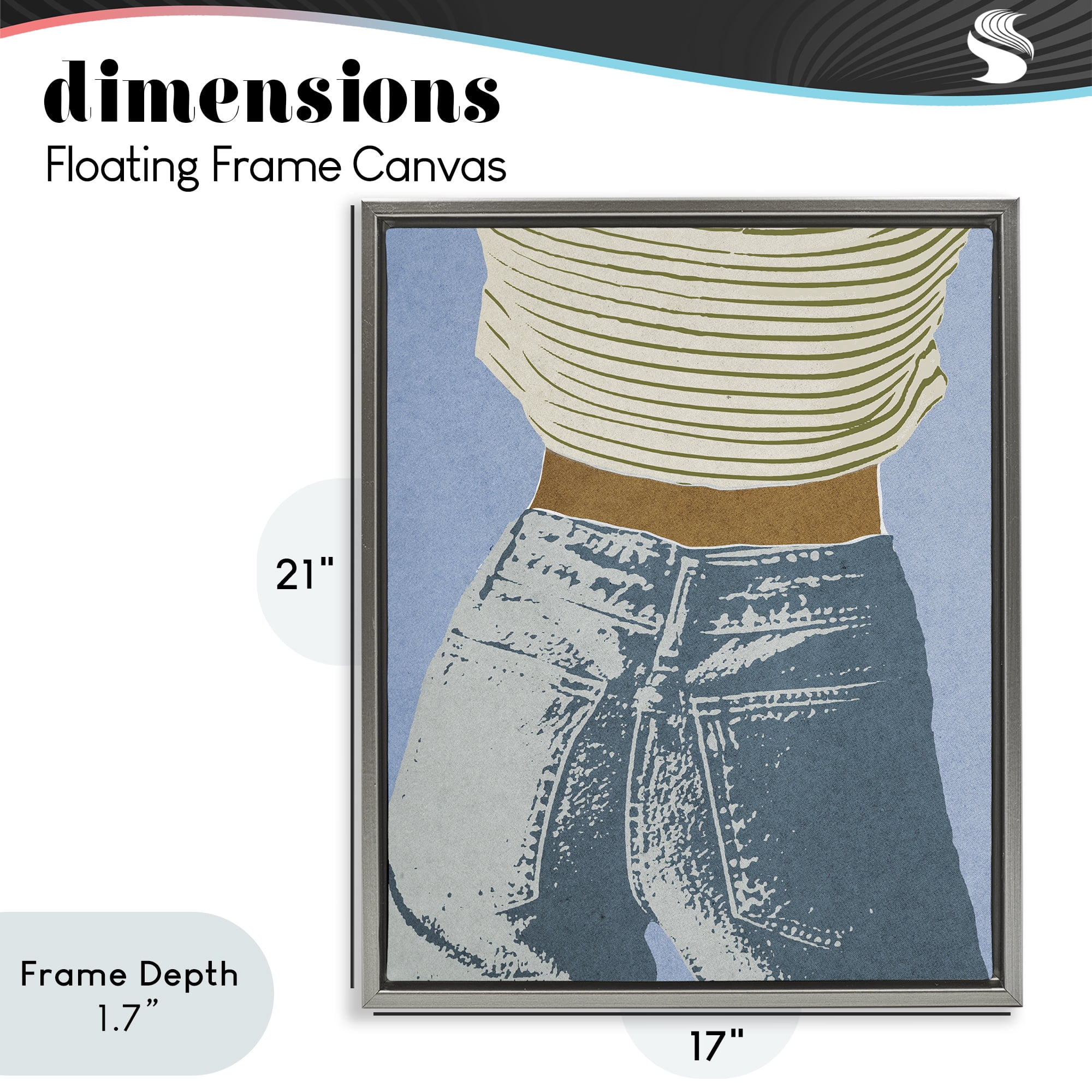 Stupell Industries Vintage Jeans & Tee Gray Framed Floater Canvas Wall Art, design by Victoria Barnes