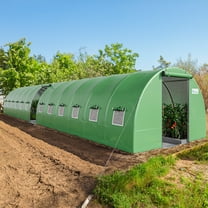 Dextrus 44x10x7ft Conservatory Ultra Spacious Robust 4 Entryways Open-air Horticultural Structures 24 Vents Walk-in Tunnel Plant Nursery Enhanced Zinc-Coated Steel Structure for Backyard, Green