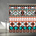 thumbnail image 2 of Aztec Shower Curtain Abstract Geometric Tribal Navajo Ethnic American Southwestern Native Vintage Colorful Pixel Pattern Fabric Bathroom Decor Set with Hooks,Orange Cyan Black(70" WX70 H), 2 of 6