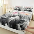 thumbnail image 3 of Castle Fairy Highland Cow 4 Pieces Queen Sheet Sets for Teens Boys Girls,Western Farmhouse Ultra Soft Flat Sheet,Chic Floral Flowers Queen Fitted Sheet,Lightweight Room Decor, 3 of 7