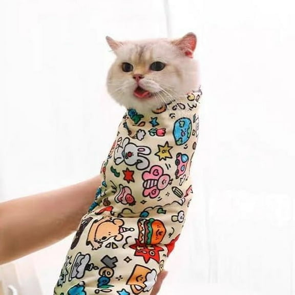 Cat Grooming Wrap: Self-Adherent, Anti-Bite, Anti-Scratch, Anti-Escape Calming Wrap for Medicine, Nail Clipping- Multifunctional Pet Tool (S (Within 3.3lbs))