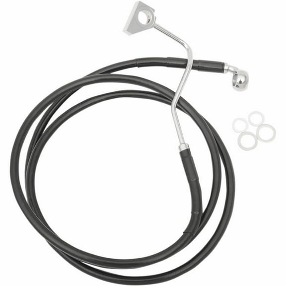 Drag Specialties 1741-4507 Extended Stainless Steel Front Brake Line Kit - Black Vinyl Coated - 70.5in. ( 6in.)