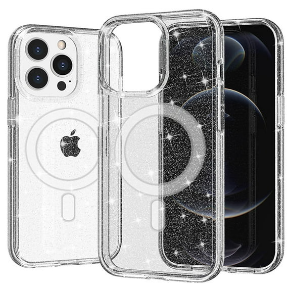 MagSafe Compatible Crystal Glitter Fusion Case for iPhone 14 Pro Max - Clear