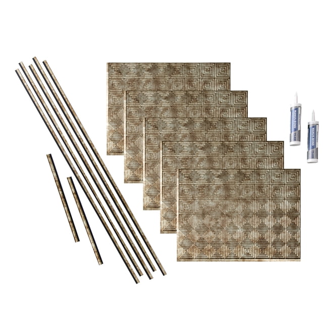 FASÄDE Miniquattro Decorative Vinyl Backsplash 15 sq ft Kit in Bermuda Bronze