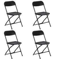 TentandTable Plastic Folding Chairs, Black, 4 Pack