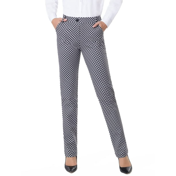 Tapata Women's 28''/30''/32''/34'' Stretchy Straight Dress Pants with  Pockets Tall, Petite, Regular for Office Work Business 28,  Black?&?White?,?Cat?Print, XL 