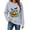 Gray, variant on Women Halloween Pumpkin Graphic Print Pullover Tops Long Sleeve Round Neck Casual Fall Holiday Party Outfits