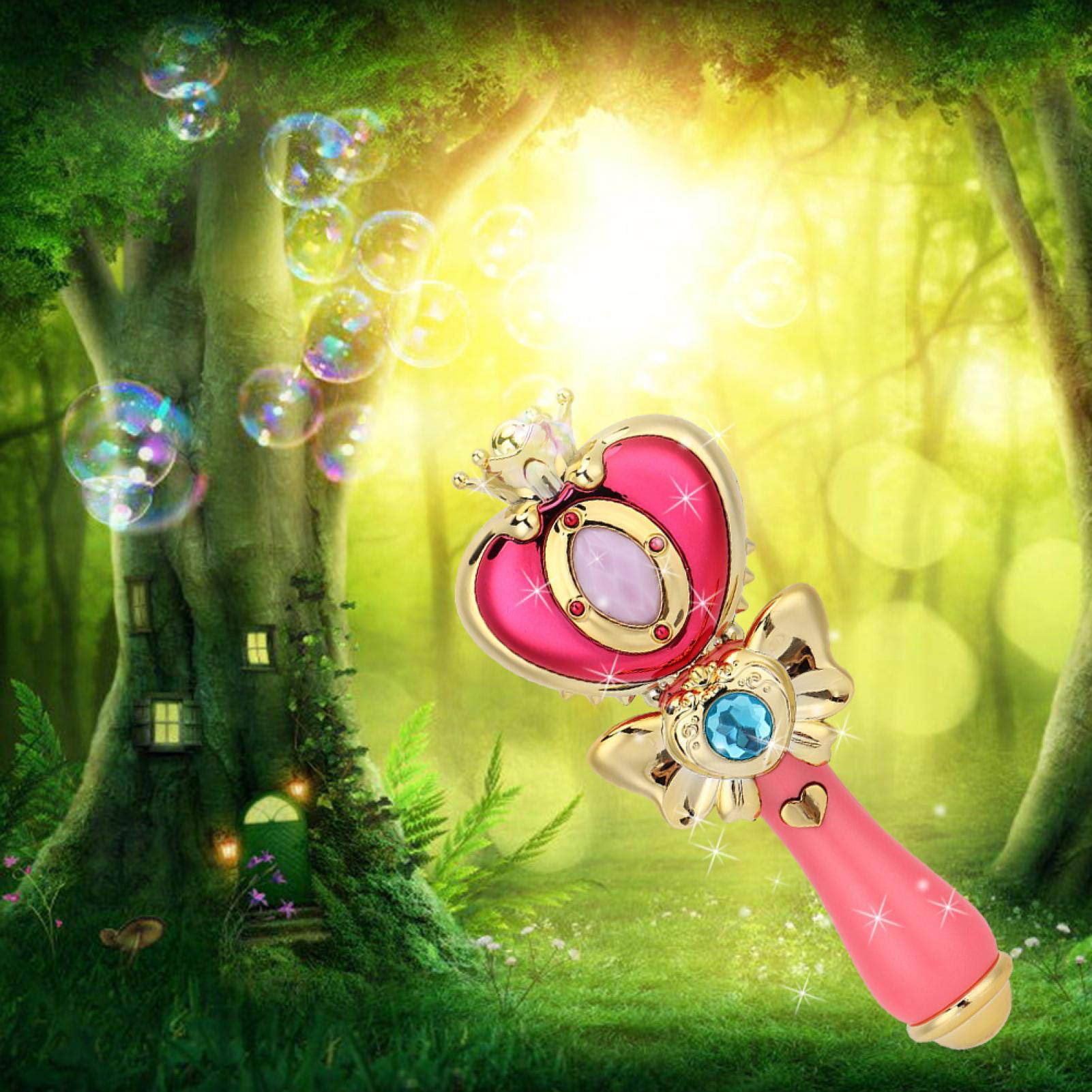 Cute Kids Fairy Wand Kids Cartoon Magic Fairy Stick with Music Luminous for Garden Home Yard Party Keenso Childrens Magic Fairy Stick 