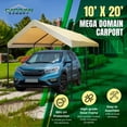 thumbnail image 2 of Caravan Canopy Mega Domain Waterproof Steel Frame Carport, 10 x 20 Feet, Tan, 2 of 9