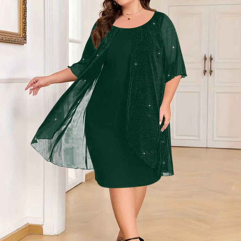 4xl party dresses Feancey Bodycon Plus Size Dresses for Women Ruched High Waist Midi Party Dress Wrap V Short Sleeve Wedding Guest Dresses Elegant Formal Dress Black