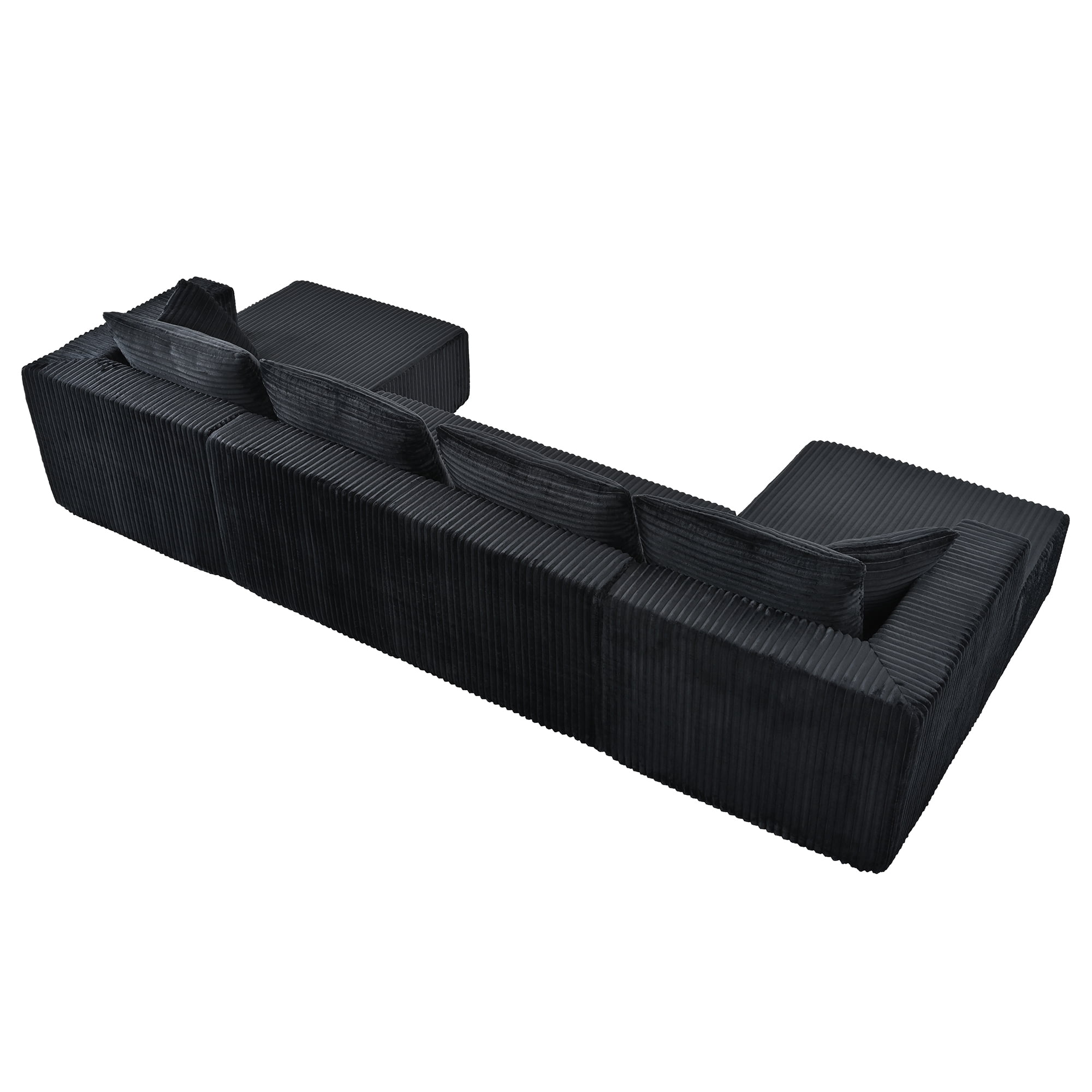 Leumius 132" U Shaped Cloud Couch Sectional Sofa,Modular Sectional Sofa with Double Chaise,Oversized Deep Seat Boneless Couch for Living Room,No Assembly Required,Black