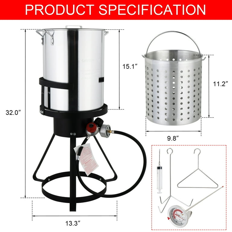 BaytoCare 30qt Turkey Fryer Pot Turkey Fryer Boil Aluminum Outdoor