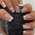 thumbnail image 1 of Press on Nails DZPGUONIZ, punta corta, cuadrada, francesa, 24 unidades, 1 of 7