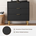 thumbnail image 2 of Cómoda moderna de madera con 3 cajones – Patas metálicas resistentes – Gran capacidad de almacenamiento – Ideal para dormitorio, sala u oficina – Color negro, 2 of 6