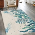 thumbnail image 3 of Blue Summer Ocean Washable Area Rugs 3'x5', Jellyfish Seaweed Vintage Coastal Low Pile Throw Living Room Rug Non-Slip Sturdy Edge Binding Carpet for Indoor Entryway Bedside Kitchen, 3 of 9