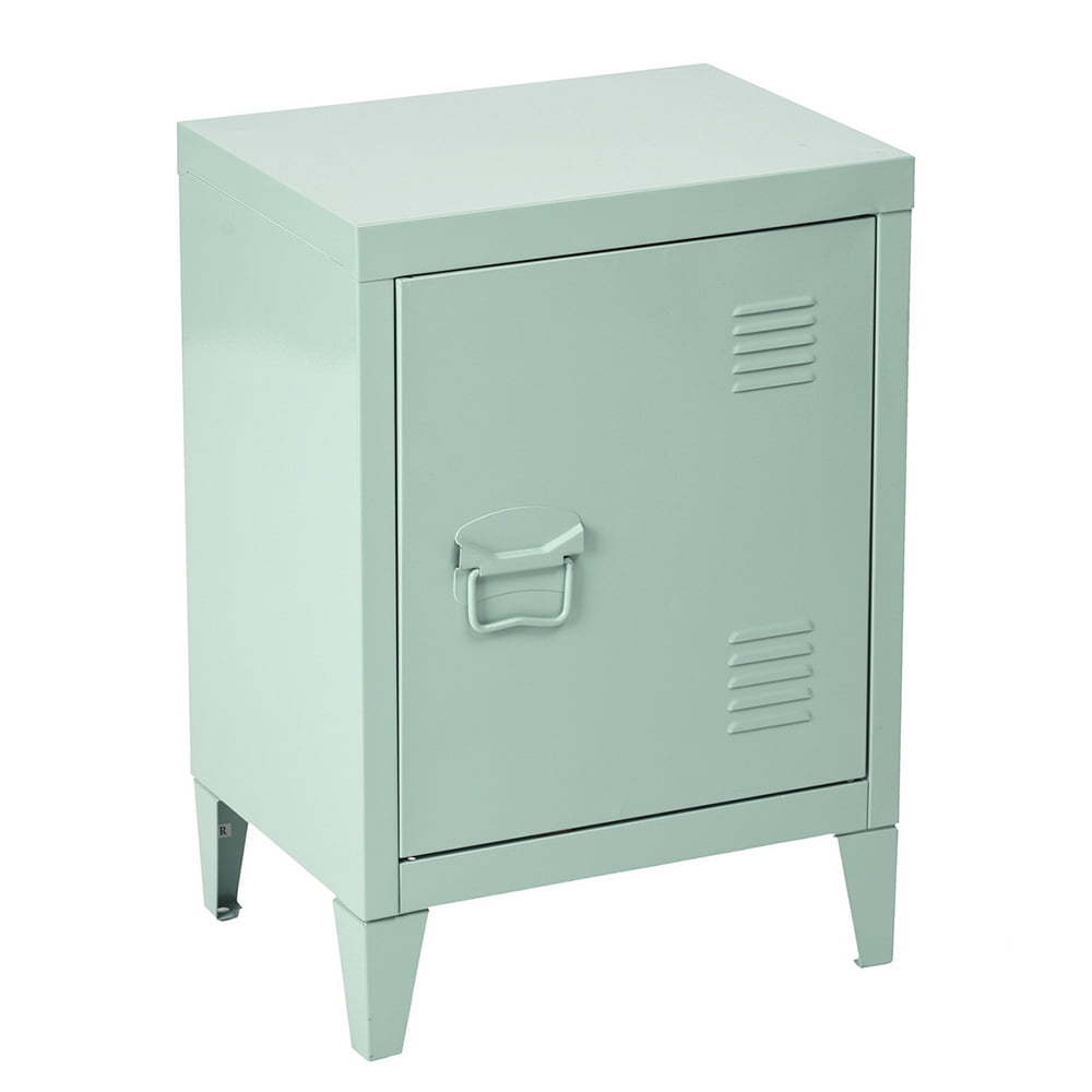 Green HOMYCASA Metal Organizer Side End Table Office File Storage Cabinet with 2 Shelves Detachable 4 Legs 