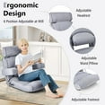 thumbnail image 4 of Giantex Adjustable Folding Floor Sofa Chair, Upholstered Sleeper Chair w/6-position Adjustable Headrest/Lumbar Support/Extended Seat, Gray, 4 of 5