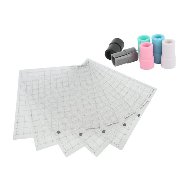 JUNWELL 5PCS 12x12in Cutting Mat Kit Adhesive Anti Slip Grid Cutting Mat with 6PCS Pen Adapter for Cricut Explore One