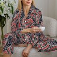 thumbnail image 6 of Pajama Sets for Women 2 Pcs, Paisley Pattern No.90105 Button Down Long Sleeve Sleepwear Lounge PJ Sets, 6 of 6