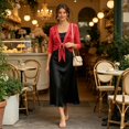 thumbnail image 6 of Vinsonshop Women's 2026 Summer Lightweight Short Bolero Cardigan Shrug Sheer Tie Front Top 3/4 Sleeve Jacket for Dress Red XXL, 6 of 7
