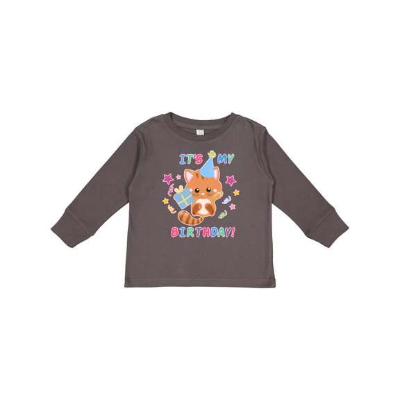 Inktastic Its My Birthday with Kitten Stars and Confetti Boys or Girls Long Sleeve Toddler T-Shirt