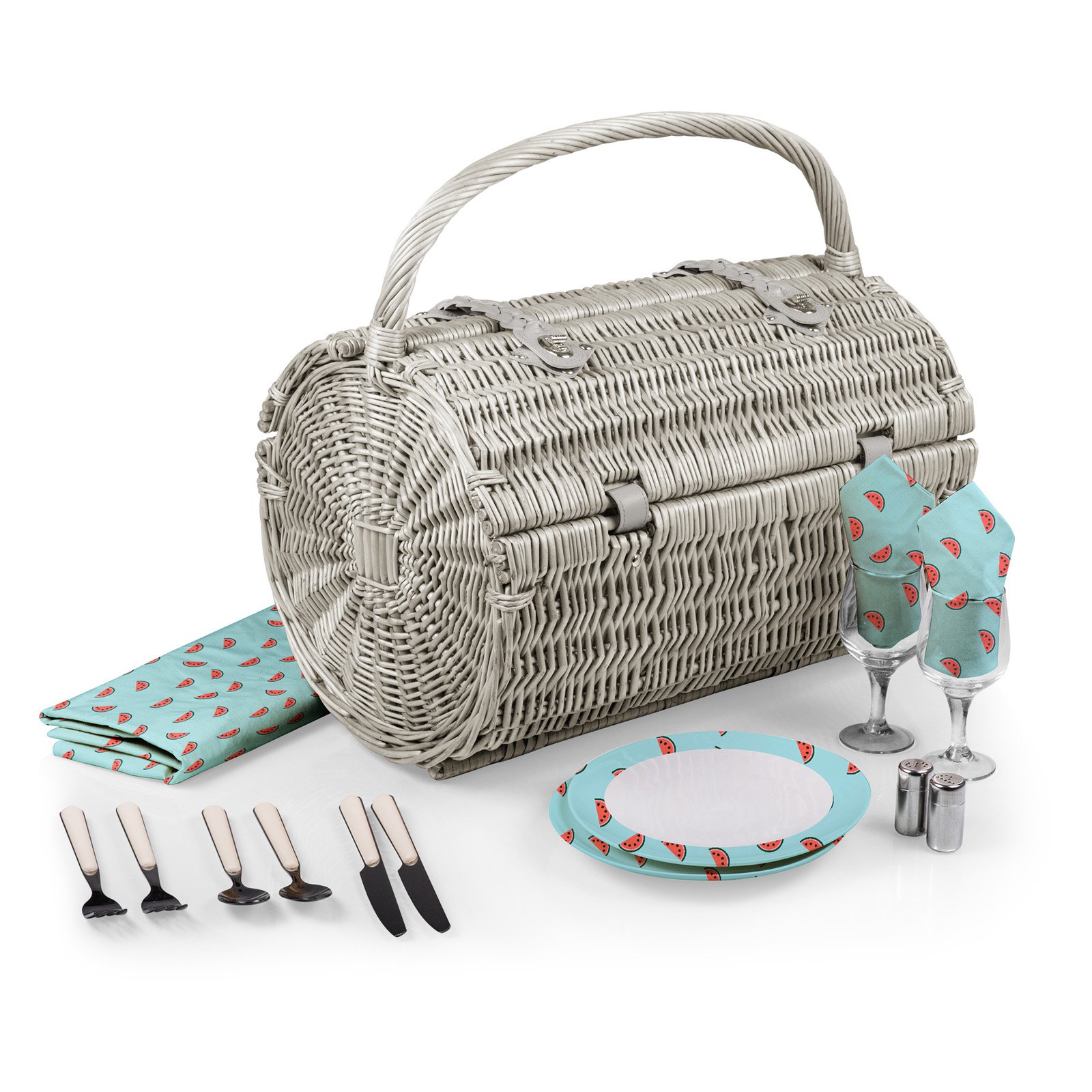 Picnic Time Watermelon Barrel Picnic Basket