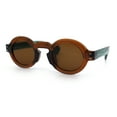 thumbnail image 5 of Retro Nerdy Hipster Round Thick Horn Rim Plastic Keyhole Sunglasses Brown Green - Brown, 5 of 8