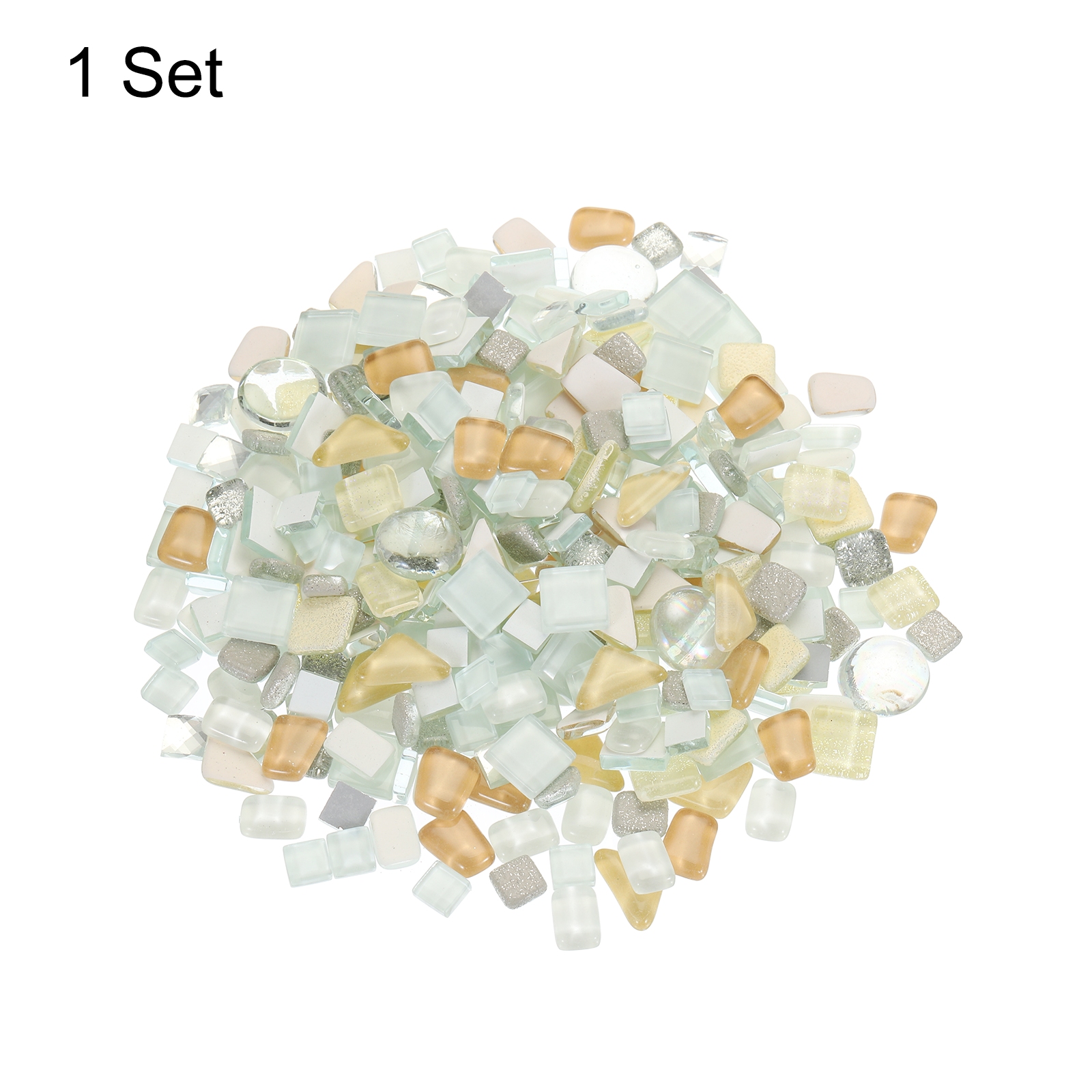 500g Irregular Crystal Glass Mosaic Tiles, Craft Tiny Mosaic Tiles Bulk for Craft DIY Art Project Beige Series