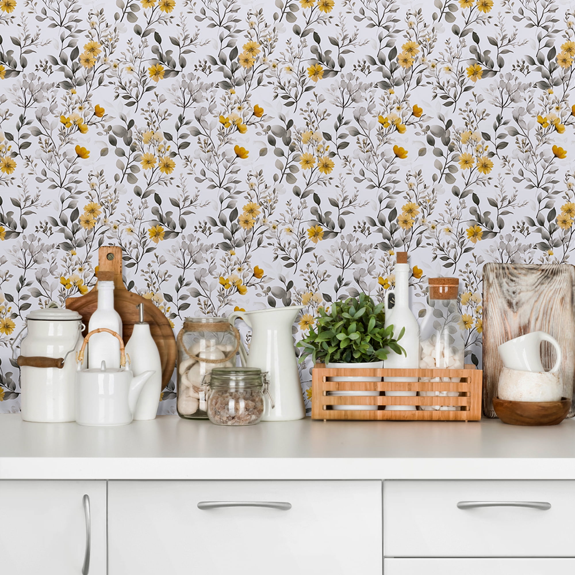UMIGGEE Floral Wallpaper Multicolor Peel and Stick Wallpaper Self Adhesive Wall Paper 17.3-in x 118-in Contact Paper for Home Mural Wall Decor Wall Covering Old Furniture Renovation