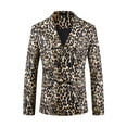 thumbnail image 5 of INSPIRE CHIC Leopard Blazer for Men's Peak Lapel Double-Breasted Sport Coat Animal Suit Jacket S Brown, 5 of 6