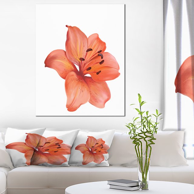 Beautiful Red Lily Watercolor Sketch - Flower Artwork on Canvas