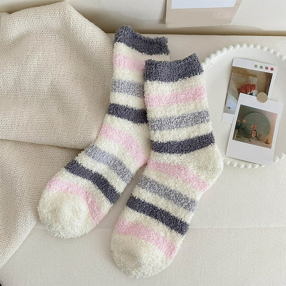 Dyfzdhu Autumn Winter Socks For Women Comfy Coral Mid Tube Socks Thickened Thermal Crew Socks