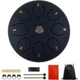 thumbnail image 3 of Rain Chime Drum - 8 Note 6 Inch Rain Drum for Outside Garden, with Bag, Music Book, Drumsticks, Mallet Holder and Finger Paddles, Waterproof Musical Rain Drum for Garden (Navy Blue), 3 of 14