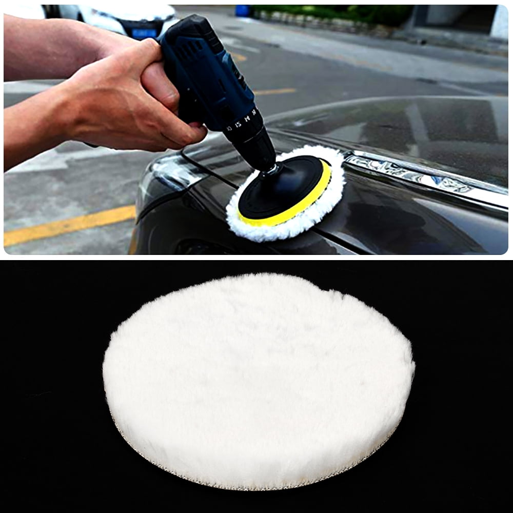 5 Pcs 6 Inch Wool Polishing Buffing Pad Polishing Buffing Wheel for Drill Buffer Attachment with M14 Drill Adapter
