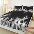 thumbnail image 3 of jejeloiu 3D Abstract Fire Twin Sheet Sets,Modern Fashion Twin Fitted Sheet,Gray Black Flat Sheet For Boy,Microfiber Room Decor,3 Pieces, 3 of 7