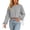 Gray, variant on Womens Crop Tops Loose Round Neck Long Sleeve Shirts Solid Color Drawstring Blouses