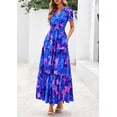 thumbnail image 4 of PRETTYGARDEN Women's Summer Boho Maxi Dresses Floral Short Sleeve V Neck A Line Tiered Flowy Long Beach Vacation Dress, 4 of 9