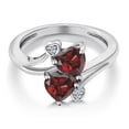thumbnail image 3 of Gem Stone King 925 Sterling Silver Red Garnet and White Lab Grown Diamond Ring for Women (2.03 Cttw, Heart Shape 6MM, Gemstone January Birthstone, Available in Size 5, 6, 7, 8, 9), 3 of 6