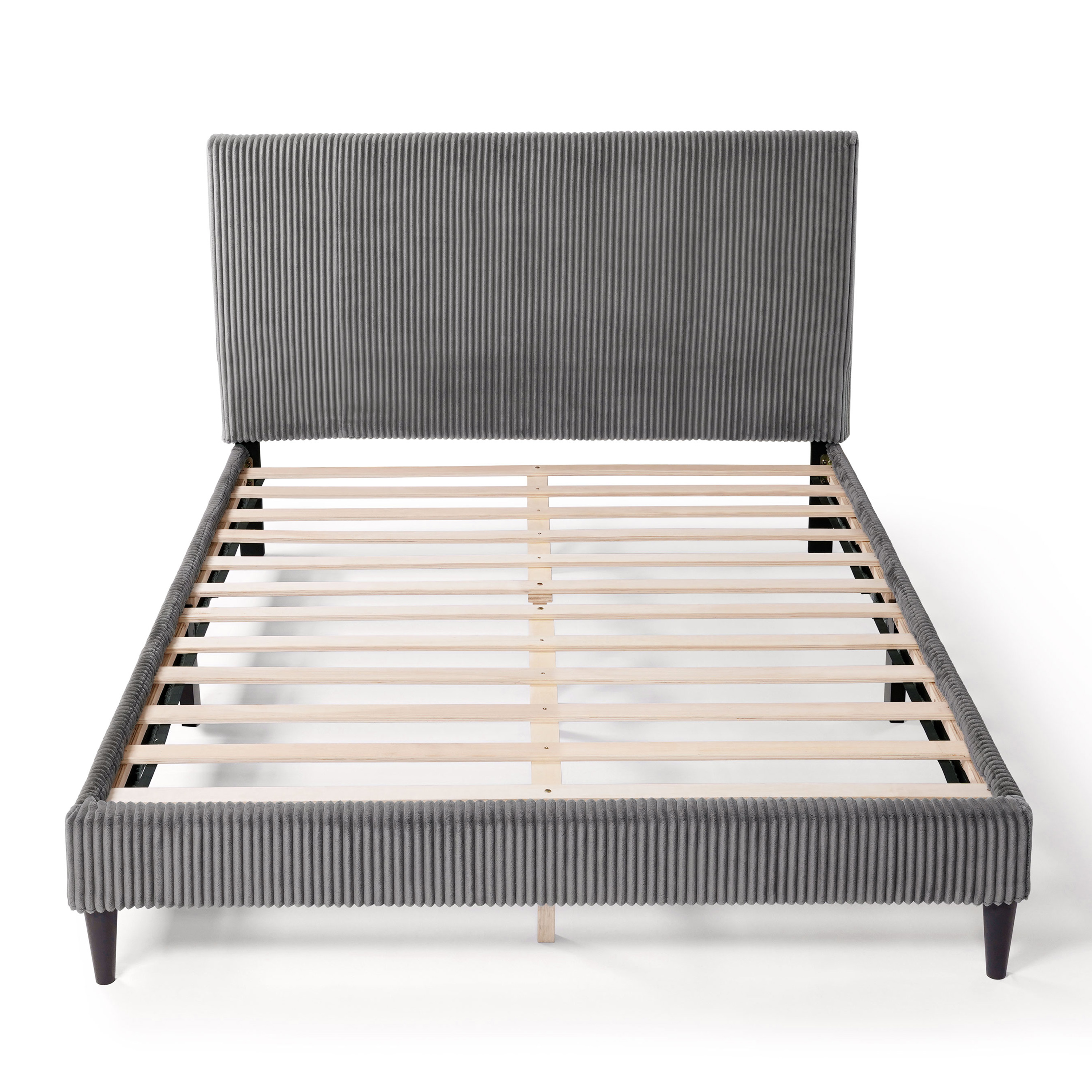 Furniture of America Colly Adult Queen Chenille Fabric Upholstered Platform Bed, Dark Gray
