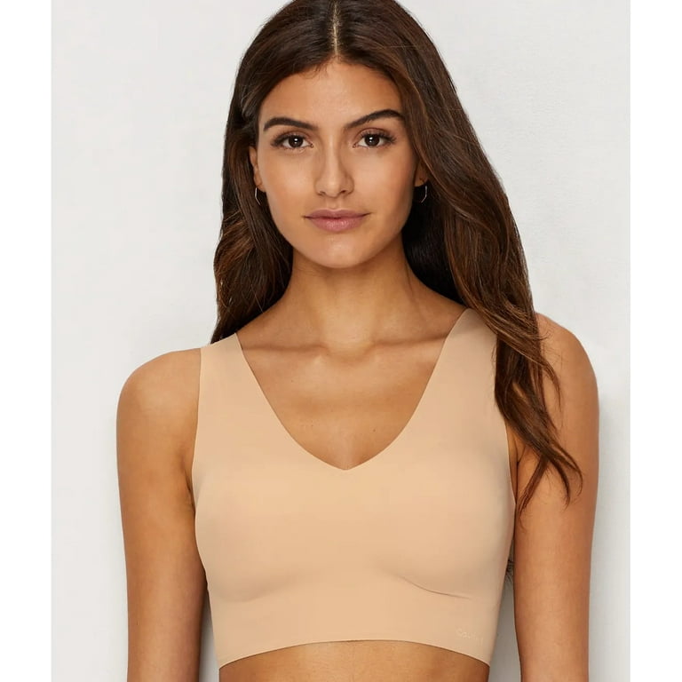 Calvin Klein Invisibles Lightly Lined V-Neck Bralette, Bare, XLarge 