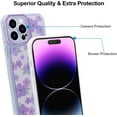 thumbnail image 3 of Case for iPhone 14 Pro, Purple Flower Floral Design for Women Girl Full Body Slim Soft Protective Case Shockproof TPU Bumper Cover for iPhone 14 Pro (6.1 inch), Purple, 3 of 13