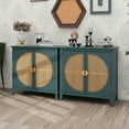 thumbnail image 2 of Sideboard Buffet Cabinet with Rattan Doors Free Standing Accent Storage Cabinet for Kitchen Dining Room Living Room Hallway, Green, 2 of 6