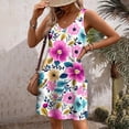 thumbnail image 5 of Ovzne Robes pour Femmes Robe de Plage Décontractée avec Poches Robe d'Été Bohème de Plage T-Shirts Robe Col en V Robe Ample Imprimée de Printemps en Solde, 5 of 5